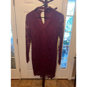 Women's Ambiance Burgundy Lace Dress Size M